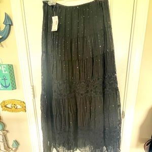 NWT black beaded, and sequin long  skirt.